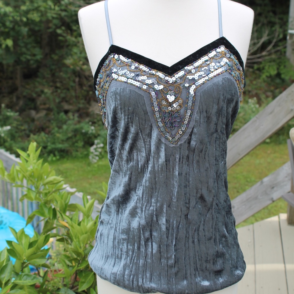 Lily White Velvet Sequin Top